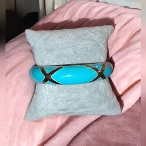 Jessica Renea "Monae" Turquoise Bangle Bracelet With Gold Accents